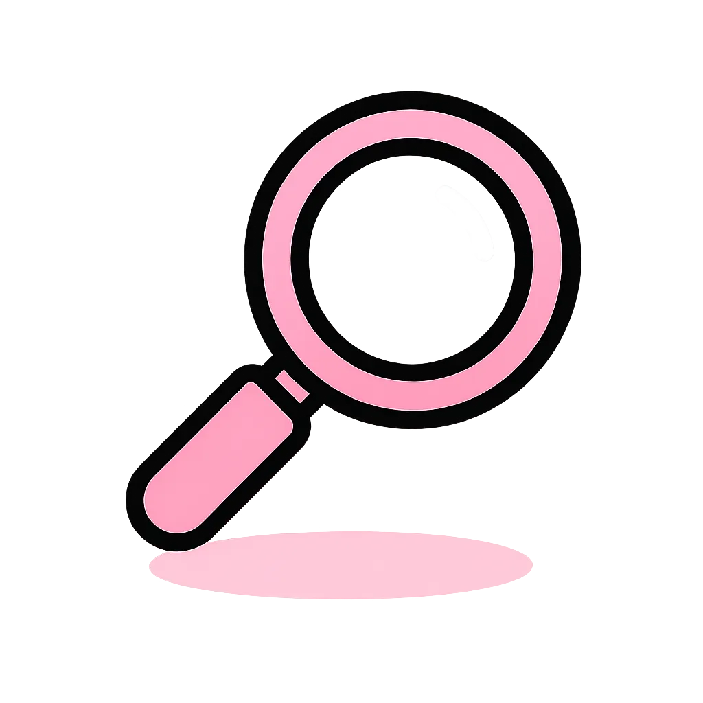 Pink kawaii style magnifying glass icon