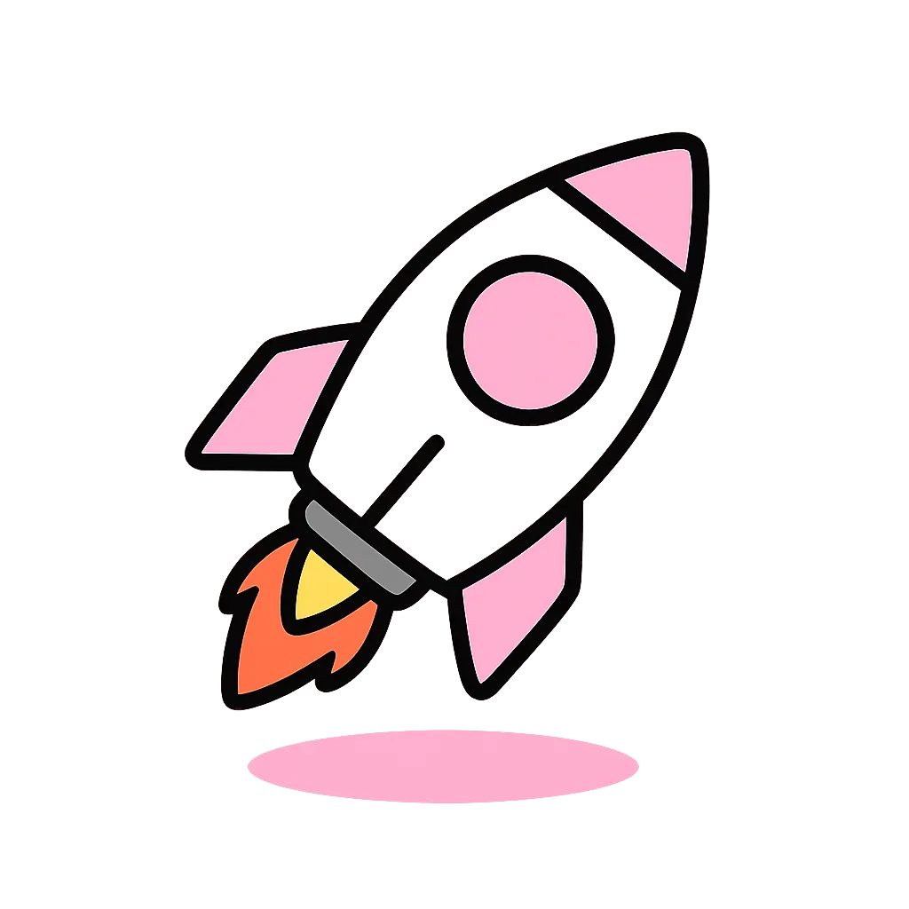 Pink kawaii style rocket ship icon